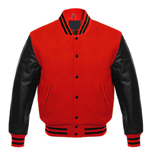 Unisex <b>Button</b> Down Men's Winter Varsity Jackets with Stand Collar Customizable Logo Embroidery on Front for Letterman - Product Image 1