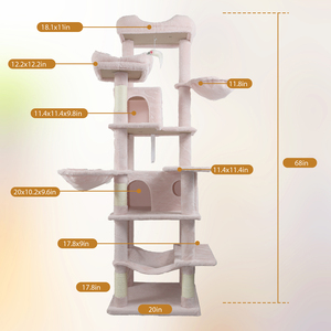 Grand grattoir et arbre à chat en sisal et MDF, design moderne multi-niveaux, montage facile, couleur rose, mobilier d'intérieur pour animaux de compagnie - Product Image 6