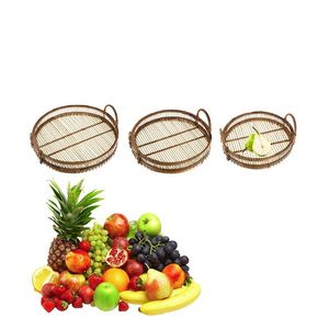 Set di 3 Vassoi Decorativi in Bambù Intrecciato per Organizzazione Cucina e Articoli per la Casa - Product Image 1