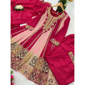 Bel ensemble haut-bas et dupatta pour femmes avec broderie multi-aiguilles pour les fêtes - Product Image 5