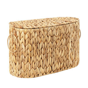 Panier à papier toilette en jacinthe d'eau au design unique avec couvercle, organiseur de rangement rectangulaire pour cuisine, salle de bain et hôtel - Product Image 4