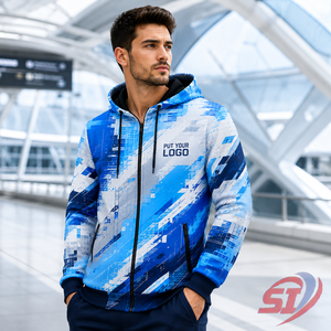 เสื้อฮู้ดซิป Y2K แบบสั่งทำพิเศษ ลายพิมพ์ Cobalt Glitch ทั่วตัว แบรนด์ส่วนตัว สตรีทแวร์ รับผลิตเสื้อผ้า OEM พร้อมโลโก้ ขายส่งจากโรงงาน - Product Image 5