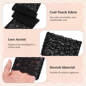 Women <b>Lace</b> Arm Sleeves Anti-Uv Protection Long Sleeve Covering for Adults in <b>White</b> Beige Pink Gray Black - Product Image 6