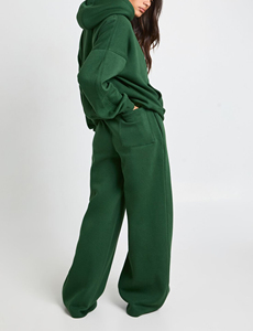 New Arrived 2025 Winter 100% Cotton Women 2 Pcs Embroidered <b>Oversized</b> Drop Shoulder Sweatshirt Baggy Flared <b>Sweatpants</b> - Product Image 4