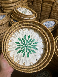 ถาดหวายสานธรรมชาติ งานฝีมือเวียดนาม ตะกร้าตกแต่งสไตล์ตะกร้า สำหรับเสิร์ฟผลไม้ จัดเก็บของตกแต่งบ้าน และขายปลีก - Product Image 6