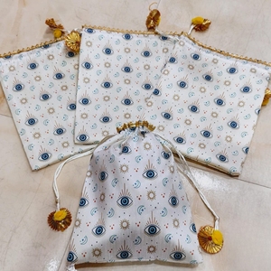 Handmade Evil Eye Potli <b>Bag</b> Fabric Drawstring Party Favor Pouch for Wedding Return Gifts Baby <b>Shower</b> Birthday Celebration - Product Image 4