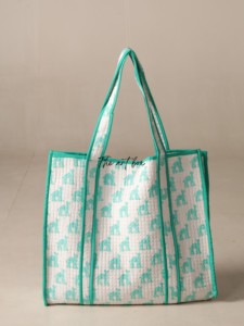 OEM Assorted Turquoise Camel Quilted Cotton Tote <b>Bag</b> - Unique Artisan <b>Reusable</b> Shopper Handbag - Product Image 2