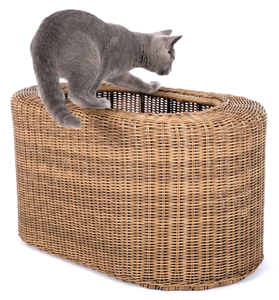 Artex HaiNam Rattan Cat Bed Cave Oval Indoor All Seasons Breathable Minimalist Design Removable Washable Black <b>Cushion</b> - Product Image 2