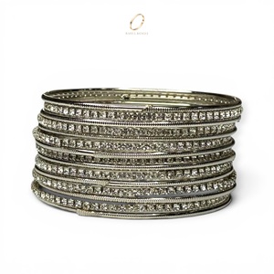 New Arrival Silver Plated Elegant <b>Crystal</b> Bangles Set for Women Premium Indian Wedding Fashion Jewelry Wholesale Price - Product Image 2