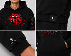 Sudadera con Capucha Negra para Hombre, Estampado de Dibujos Animados, Bolsillo Frontal, Logotipo en la Manga, Corte Regular, Ropa Casual de Otoño - Product Image 6