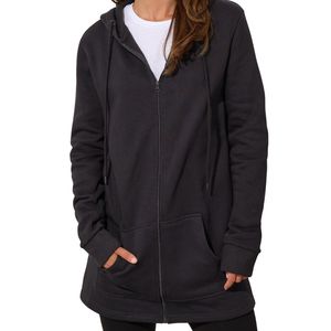 Sweat-shirt à capuche zippé long pour femme, décontracté, surdimensionné, en polaire, avec poches, hiver, vente en gros, OEM personnalisé - Product Image 1