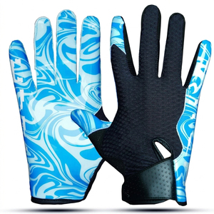 Custom OEM <b>Sticky</b> Grip Receiver Gloves Breathable Synthetic Leather <b>Hook</b> Loop Closure Unisex Sports American Football Gloves - Product Image 1