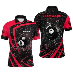Camiseta de Polo Personalizada para Hombre, Manga Corta, Diseño de Billar con Impresión Digital, Secado Rápido, Tejido de Poliéster, Estilo Deportivo Informal - Product Image 1