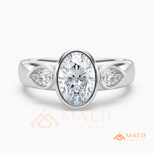 925 Sterling Silver Oval Cut Moissanite Three Stone Engagement Ring Luxury Bridal Jewelry <b>Gift</b> Women USA - Product Image 5