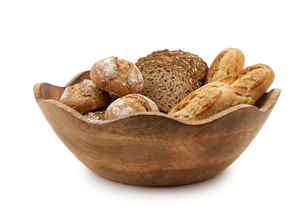 Acacia Wood Serving <b>Bowl</b> with Scalloped Edge, <b>Large</b> Decorative for Kitchen Table, Natural Handcrafted Wood <b>Bowl</b> from Vietnam - Product Image 4