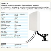 Antenne MIMO 4G LTE 5G T-Mobile SMA TS9 pour Hotspots/Routeurs, 600-6000 MHz 10dBi, Câble RG58 de 10 mètres/Support de Pôle