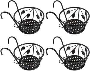 Heavy Duty Iron Hanging Planter Basket With <b>Hook</b> For Balcony Railing Wall Flower Pot Holder Rust Resistant <b>Garden</b> Decor Outdoor - Product Image 2
