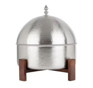 Hand Carved Round Wooden Hot <b>Pot</b> with Silver Detailing Complete with Wooden Stand and High-Quality Design for Chapati Serving - Product Image 6