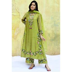 Ensemble de costume de fête pour femmes avec broderie lourde Plazzo Dupatta - Product Image 1