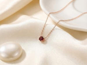 <b>Garnet</b> Necklace 925 Sterling Silver 14K Rose Gold Plated January Birthstone Anniversary Bridesmaid Gift - Product Image 4