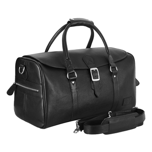 Custom 100% Genuine Cowhide <b>Leather</b> Luxury Durable High Quality Travel Duffel Bag <b>Black</b> Weekend <b>Holdall</b> Detachable Shoulder - Product Image 3