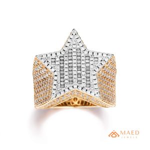 Anillo de Moissanita para Hombre, Estilo Hiphop, con Racimo de Baguettes, Acabado en Plata, Oro y Oro Rosa, para Compromiso, Boda, Aniversario, Moda - Product Image 1