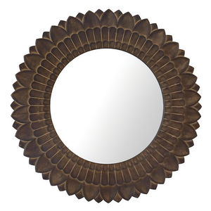 Miroir mural rond en bois sculpté Smart Art, cadre en MDF, design moderne, pour décoration de salle de maquillage ou de dressing - Product Image 1