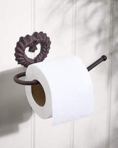 Porte-papier toilette mural en métal rustique avec motif de feuille pour rangement de salle de bain, maison, hôtel, villa - Product Image 3