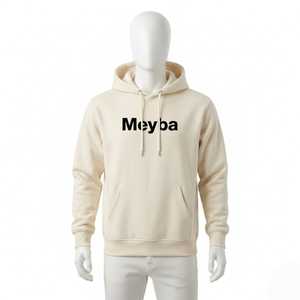 Sweat à capuche pour homme en coton mélangé doux, avec logo personnalisé, style minimaliste, décontracté, poche kangourou, confortable - Product Image 1
