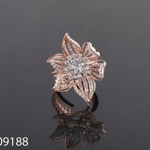 DVINS JEWELS Anillo de Diamantes con Diseño Floral, Chapado en Oro Rosa de 14K, Diamantes Cultivados en Laboratorio, Corte Brillante, Certificado, Moderno, para Mujer, Anillo de Boda - Product Image 4