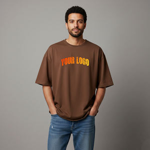 Camiseta de cuello redondo, corte holgado y extragrande para hombre, personalizada con logotipo bordado, 100% algodón, tallas grandes, muy vendida. - Product Image 1