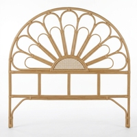 Neues Serena Modernes Minimalistisches Boho Rattan Sunburst Kopfteil Bettgestell Holz Umweltfreundlich Braun Maßgefertigte Schlafzimmer Polsterbetten