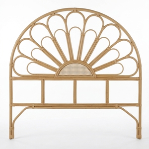 New Serena Modern Minimalist Boho <b>Rattan</b> Sunburst Headboard <b>Bed</b> <b>Frame</b> Wood Eco-Friendly Brown Custom Bedroom Upholstered <b>Beds</b> - Product Image 1