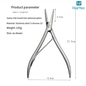 Pince à cheveux en acier inoxydable argenté à dents plates de 7 pouces avec rainures lisses, outils pour extensions de cheveux en kératine - Product Image 5