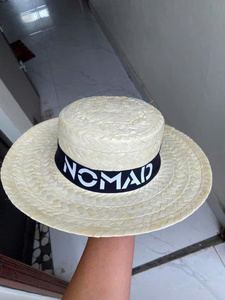 Sombrero de Paja a Rayas Más Vendido, con Bordado y Estampado Digital, Ala Ancha, Ajustable, Unisex, para Viajes y Uso Casual - Product Image 1