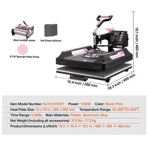 Pressa a Caldo Digitale 15x15 Pollici con Rotazione a 360 Gradi per T-shirt e Tumbler da 30 oz - Product Image 4