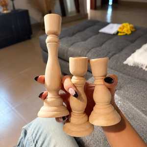 Porte-bougie en bois naturel fait main de haute qualité, résistant à la chaleur, design minimaliste pour décoration rustique de Noël, vente en gros - Product Image 2