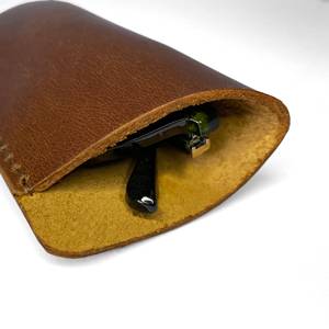 Genuine Leather <b>Glasses</b> Pouch Luxury Soft Cowhide Spectacles <b>Case</b> Slim Handmade Sunglasses Cover Travel Bag LGC-0143 - Product Image 3