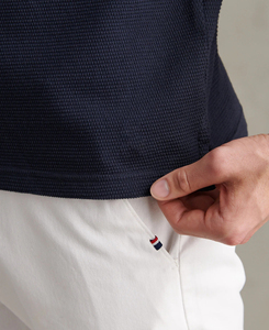 Polo en tricot léger pour homme, bleu marine, manches courtes, avec fermeture éclair, design uni décontracté, respirant, 100% coton, coupe classique - Product Image 4