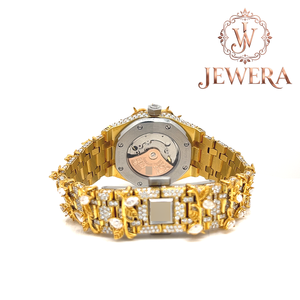 Mossinate Premium Stainless Steel Fully Gold Diamond <b>Watch</b> with Luminous Hands for Night Events Outdoor <b>Activities</b> and Everyday - Product Image 4