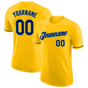 Camiseta de béisbol amarilla personalizada, nombre del equipo, número del jugador, cuello redondo, ropa deportiva de manga corta, camisas al por mayor para hombre - Product Image 1