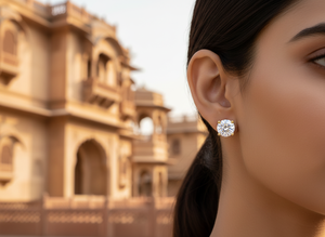 Pendientes de Oro de 14k con Diamante Solitario VVS1 Cultivado en Laboratorio, Diseño Clásico de 4 Puntas, Fabricante de Joyería, Venta al por Mayor, Par de Novia, OEM - Product Image 5