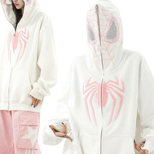 Sweat-shirts à capuche oversize hip-hop en molleton épais de qualité supérieure, imprimés par transfert thermique avec logo araignée, en polycoton, vente en gros - Product Image 4