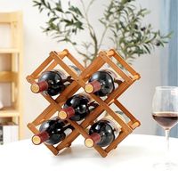 Porte-bouteilles en bois pliable pour 10 bouteilles, présentoir de comptoir extensible, organisateur de rangement pour bouteilles de vin pour la décoration de la maison et du bar