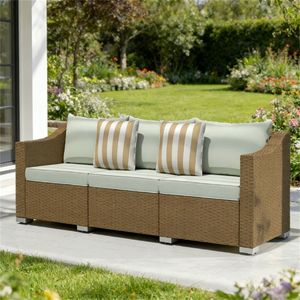 Sofá Doble Gris Claro para Exteriores, Juego de Jardín de 3 Niveles - Product Image 1