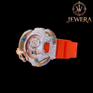 Premium Quality Moissanite Orange <b>Rubber</b> Diamond <b>Watch</b> for Daily Wear Party Events and Trendy Fashion Lovers Available for Sale - Product Image 3