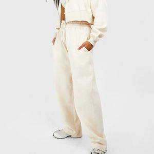 Pantalon de détente ample décontracté en coton à jambes larges, taille élastique, poches, doux, pour femme - Product Image 3