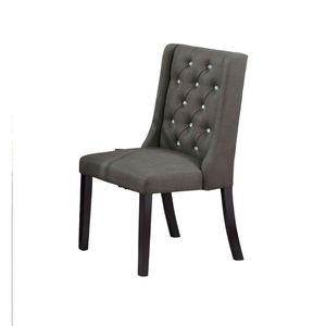 Set di 2 Sedie da Pranzo Moderne in Tessuto Nero Cenere Trapuntato con Design Wingback in Legno di Gomma e MDF per Cucina e Sala da Pranzo - Product Image 2