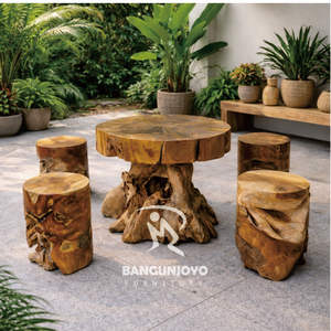 Conjunto de Mesa y Taburetes Plegables de Teca para Terraza, con Capacidad para 4 Personas, Muebles de Exterior Resistentes al Agua y a los Rayos UV - Product Image 2