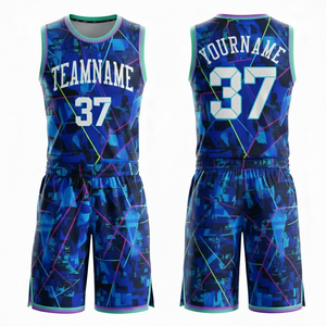 Uniformes de Baloncesto Estampados Nuevos OEM 2026 al por Mayor, 100% Poliéster, Cuello en V, Sin Mangas, Ligeros, Transpirables, Nombre del Equipo Personalizado - Product Image 1